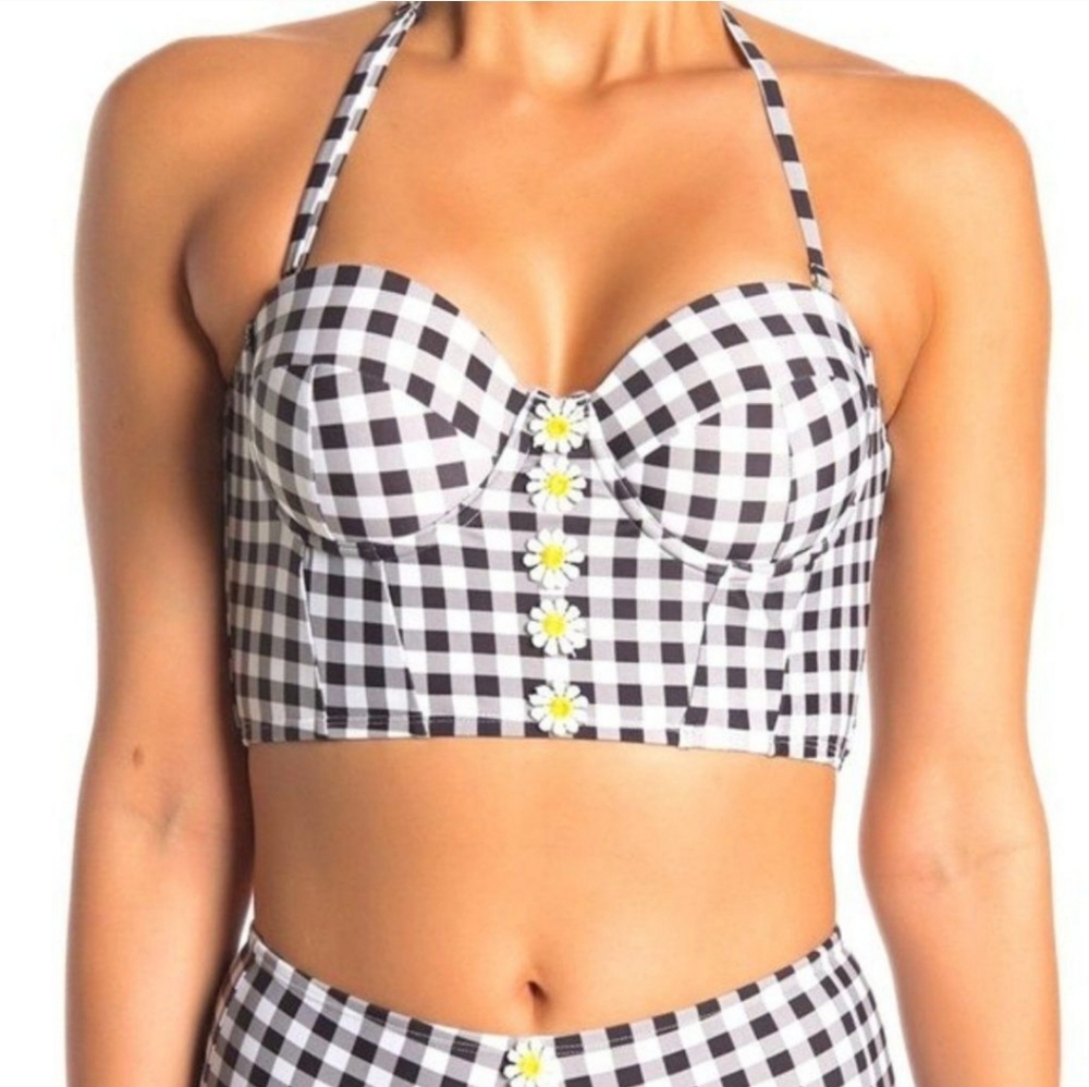 Betsey Johnson Picnic Artist Bustier Bikini Top Size L